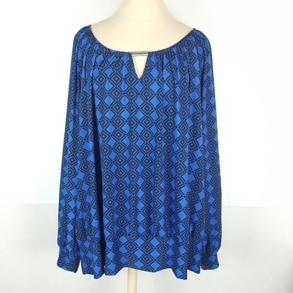 ⬇️ Womens Plus Sz 3X Blue Black Blouse Top by ALYX
